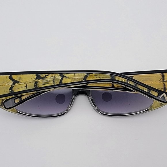 Ete Bollene Canario Black Yellow Real Feathers Frame Grey Lens Sunglasses w Case main image 2